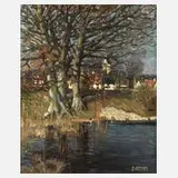 Carl Korthaus, Vorfrühling, Öl auf Leinwand und auf Leinwand doubliert