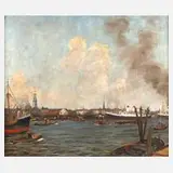 Erich Kittmann, Hamburger Hafen, 1935, Öl auf Leinwand