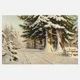 Bruno Moras, Sonniger Winterwald, Öl auf Leinwand
