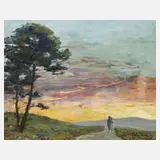 Romantischer Sonnenuntergang by Edmond Marie Petitjean, Öl auf Leinwand, offered Aug 2025