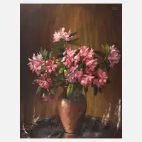 Rhododendronstillleben by Erwin Schoppl, Öl auf Hartfaserplatte, offered Aug 2025