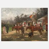 Max Stahlschmidt, Auf dem Rennplatz, Öl auf Malplatte