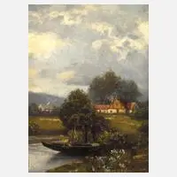 Raphael Unverdross, Sommerlandschaft, Öl auf Holzplatte
