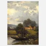 Raphael Unverdross, Sommerlandschaft, Öl auf Holzplatte