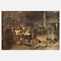 Max Thedy, Ölstudie zu "Adoratio Crucis", Öl über Kohlevorzeichnung auf Leinwand