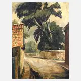 Otto Walcha, Baum an der Landstraße, Öl auf Leinwand