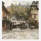 Luigi Kasimir, Ansicht von Grein, 1926, Farbradierung