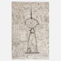 Johann Garber, "Donauturm", 1992, Radierung auf Velin