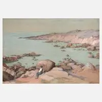 O. Blum, Mann am Meer, Gouache auf Papier