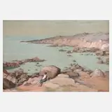 O. Blum, Mann am Meer, Gouache auf Papier