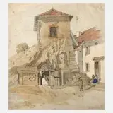 Paul Tübbecke, Auf Schloss Hornberg, Aquarell auf Papier