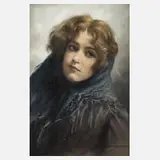 E. Trevisan, Bildnis einer jungen Frau, Pastell