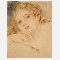 Eduard Veith, Mädchenstudie "Blondchen", Aquarell auf Papier