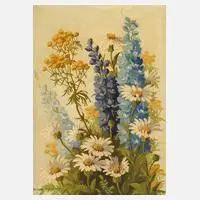 Minni Herzing, Sommerblumen, Öl auf Hartfaserplatte