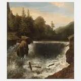 Allart van Everdingen, Landschaft mit Wasserfall, Öl auf Leinwand und Keilrahmen