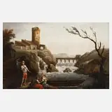 Joh. Hoffmann, Altmeisterliche Landschaft, Öl auf Malkarton