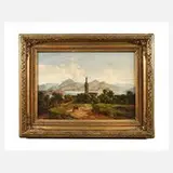 Michael Lueger, Kirche am See, 1868, Öl auf Leinwand