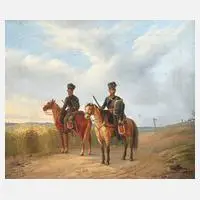 Eduard Magnus, Husaren zu Pferd, 1834, Öl auf Leinwand