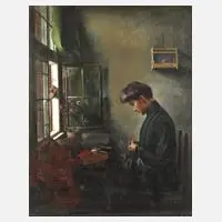 Hermann Graf, "Die Näherin", Öl auf Leinwand