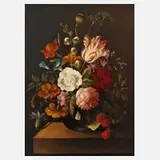 Josef Holstayn, Blumenstillleben, Öl auf Sperrholzplatte