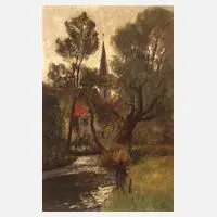 Franz Reder Broili, "Parthie bei Trauchgau", Öl auf Karton