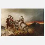Heinrich Maria Staackmann, Kämpfende Araber, Öl auf Leinwand
