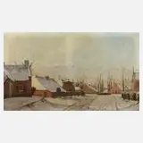 N. v. Straten, Winterliche Dorflandschaft, Öl auf Leinwand
