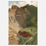 Julius Wentscher, Wanderer am Steinbruch, Öl auf Leinwand