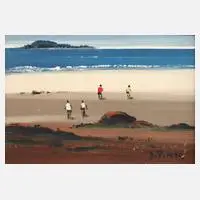 Sílvio Pinto, Am Strand, Öl auf Platte