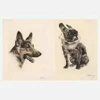 Kurt Meyer-Eberhardt, Paar Hundedarstellungen, Radierungen