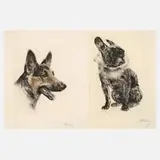 Kurt Meyer-Eberhardt, Paar Hundedarstellungen, Radierungen