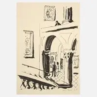 Arno Mohr, "In der Nationalgalerie", Feder