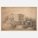 E. Gronau, Berliner Villenanwesen, Bleistift auf Papier