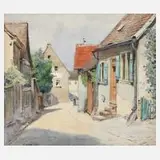 Wilhelm Johann Bader, Sommer in der Kleinstadt, 1917, Aquarell und Graphit