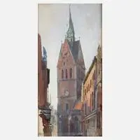 Die Marktkirche in Hannover by Heinrich Kley, Aquarell und Graphit, offered Nov 2025