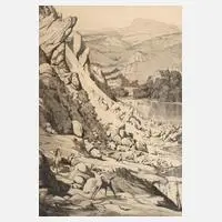 Max Klinger, "Bergsturz", Radierung auf Japanpapier und auf Bütten kaschiert