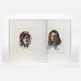 Manfred Feiler, Paar Portraits, Aquarell