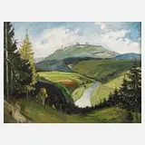 H. Grosser, Blick nach Augustusburg, Öl auf Leinwand