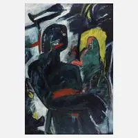 Jürgen Adler, "Begegnung", 1981, Öl auf Hartfaserplatte