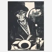 Wilhelm Lachnit, In der Gaststätte, Lithographie auf dünnem Papier