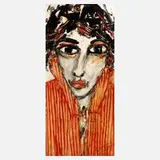 Jean Schmiedel, Frau mit rotgestreifter Bluse, Öl auf Leinwand und Spannrahmen