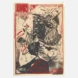 Lutz Dammbeck & Co., Originalgraphische Arbeit, 1978, Farbsiebdruck auf transparentem Millimeterpapier