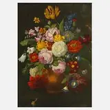 Lina Krause, Blumen in Tonvase, Öl auf Holztafel