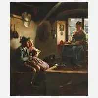 Emil Rau, Küchenidyll, Öl auf Leinwand