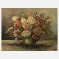 Karl Patzer, Blumenstillleben, 1947, Öl auf festem Karton und auf Spannrahmen montiert