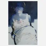 Mario Pitocco, "Mutterschaft", Öl und Farbstifte auf Leinwand um 1990