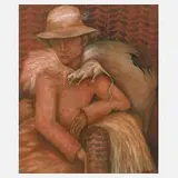 H. Popp, Junge Frau mit Hut und Ratte