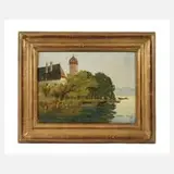 Alfred Poell, Frauenchiemsee, Öl auf Holzplatte