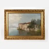 Robert Schultze, Mediterrane Küstenlandschaft, Öl auf Leinwand