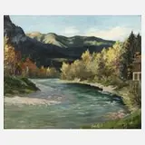 Johannes Schütz, Fluss im Gebirge, 1924, Öl auf Leinwand